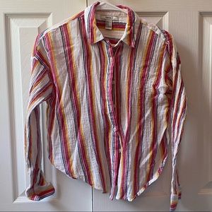 striped collared long sleeve button up